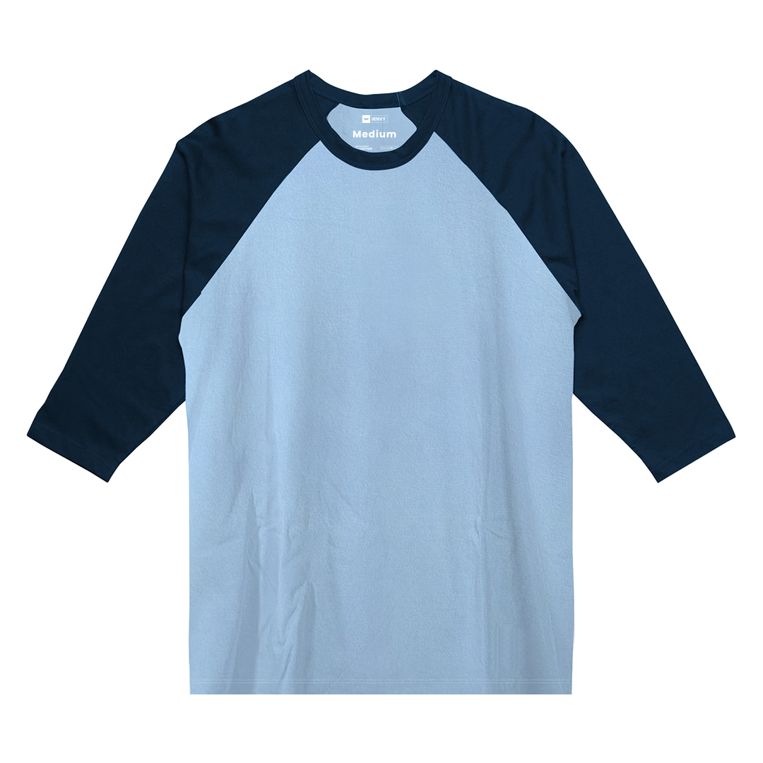 Reglan 3/4 Tees - Baby Blue Navy