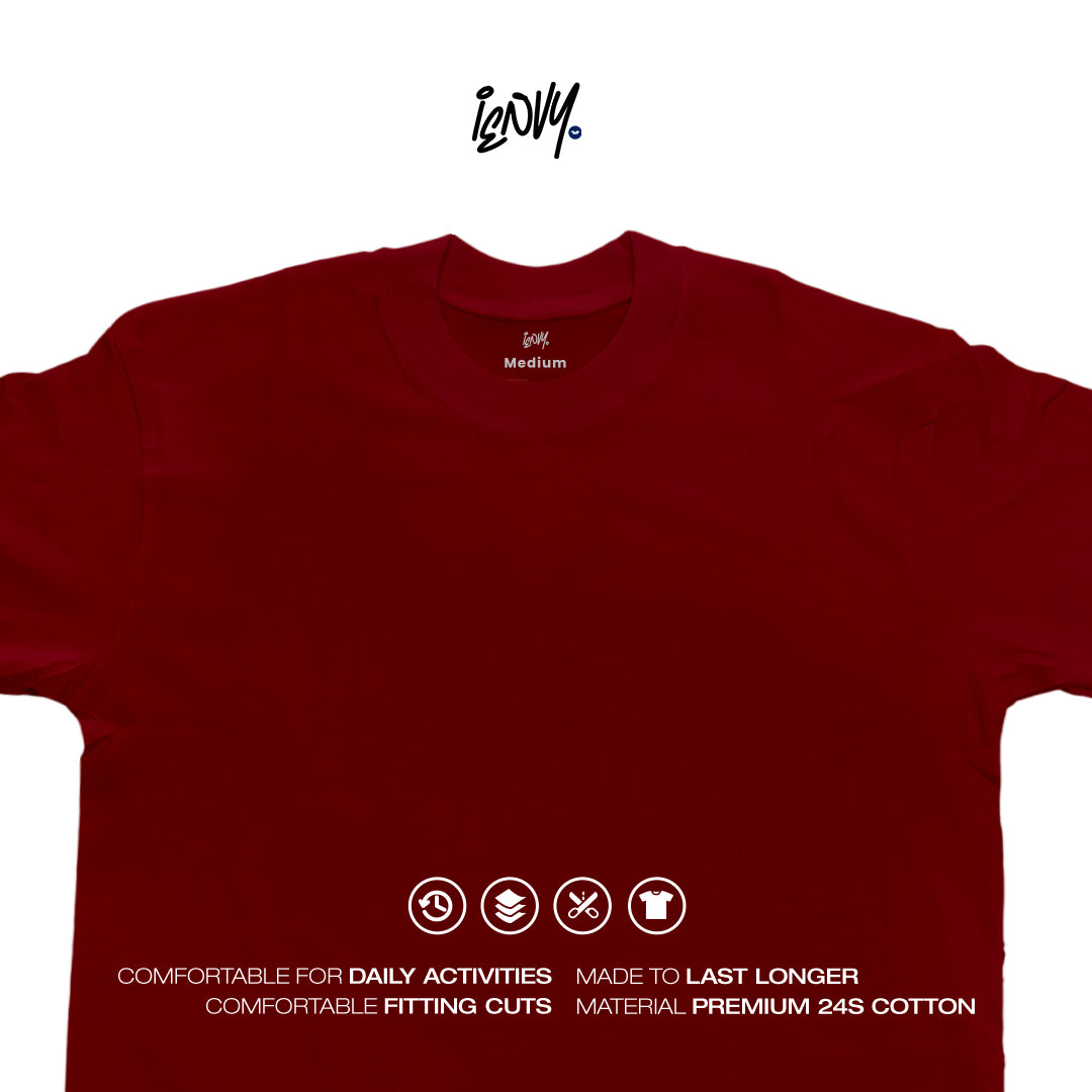 Boxy Oversize Tees - Maroon