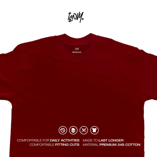 Boxy Oversize Tees - Maroon