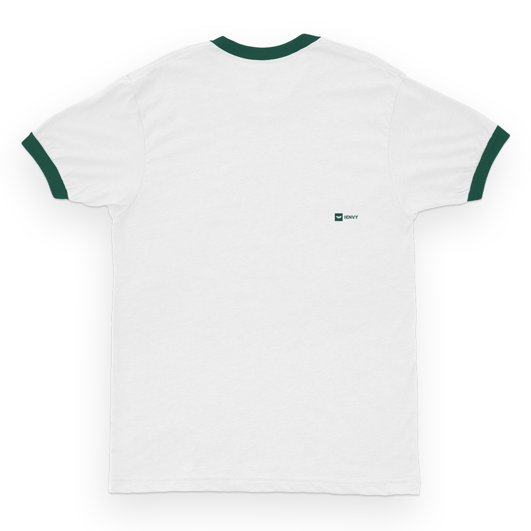 Ring Tees - White ring Dark Green