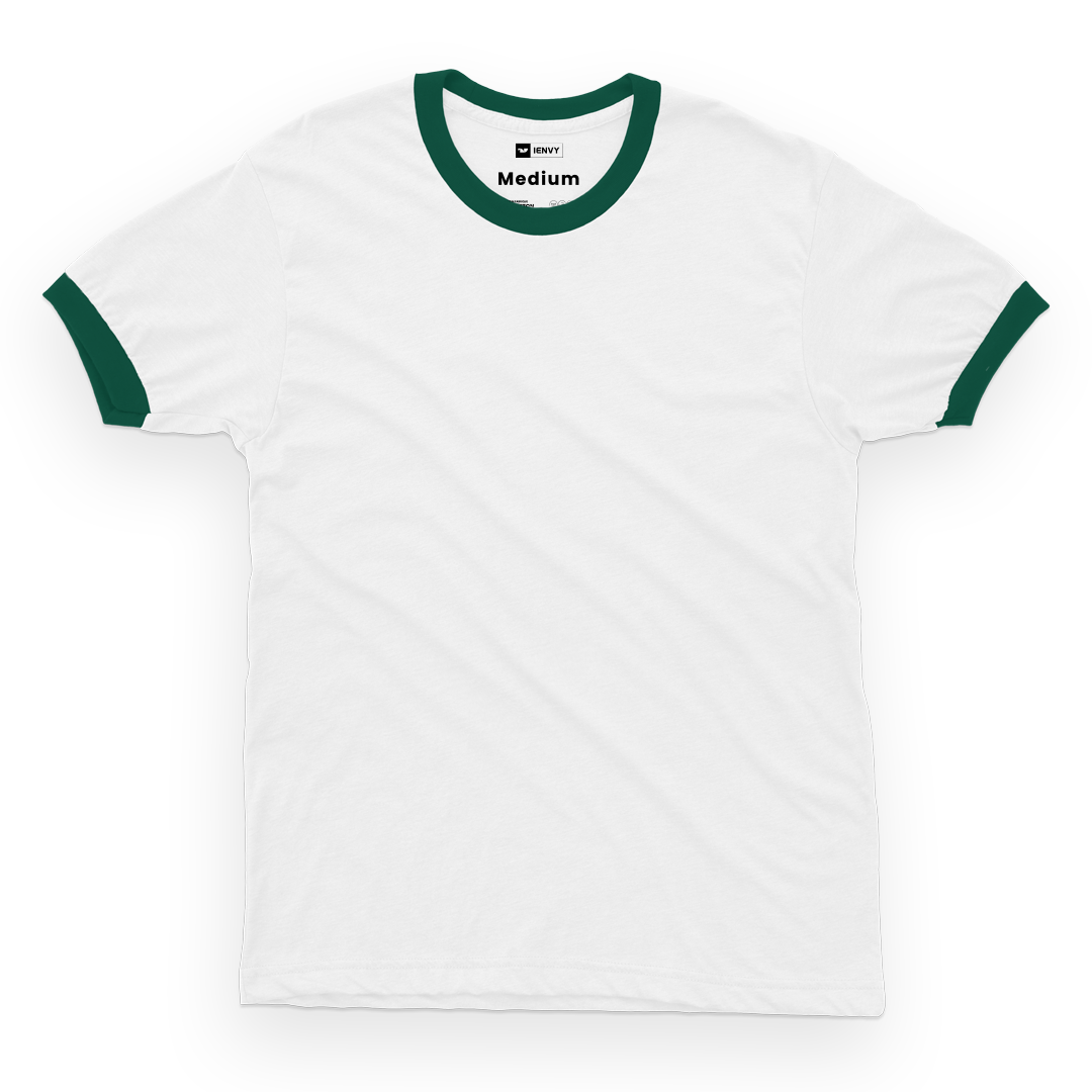 Ring Tees - White ring Dark Green