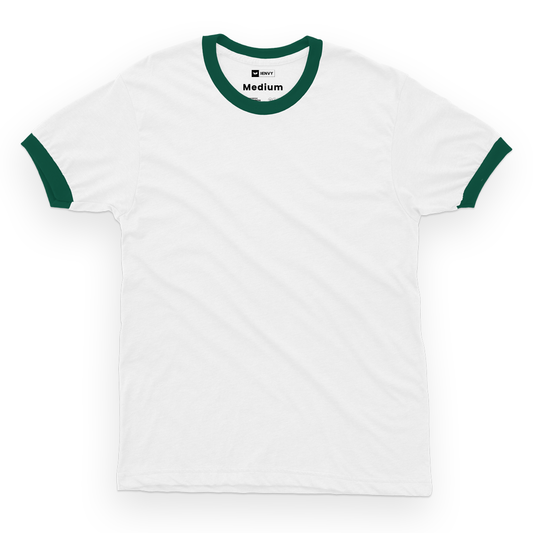 Ring Tees - White ring Dark Green