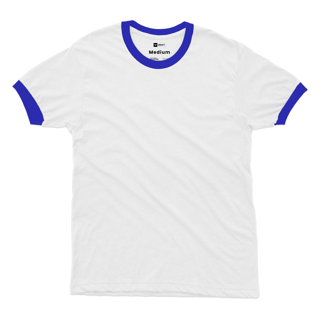 Ring Tees - White ring Royal Blue
