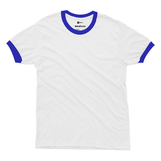 Ring Tees - White ring Royal Blue