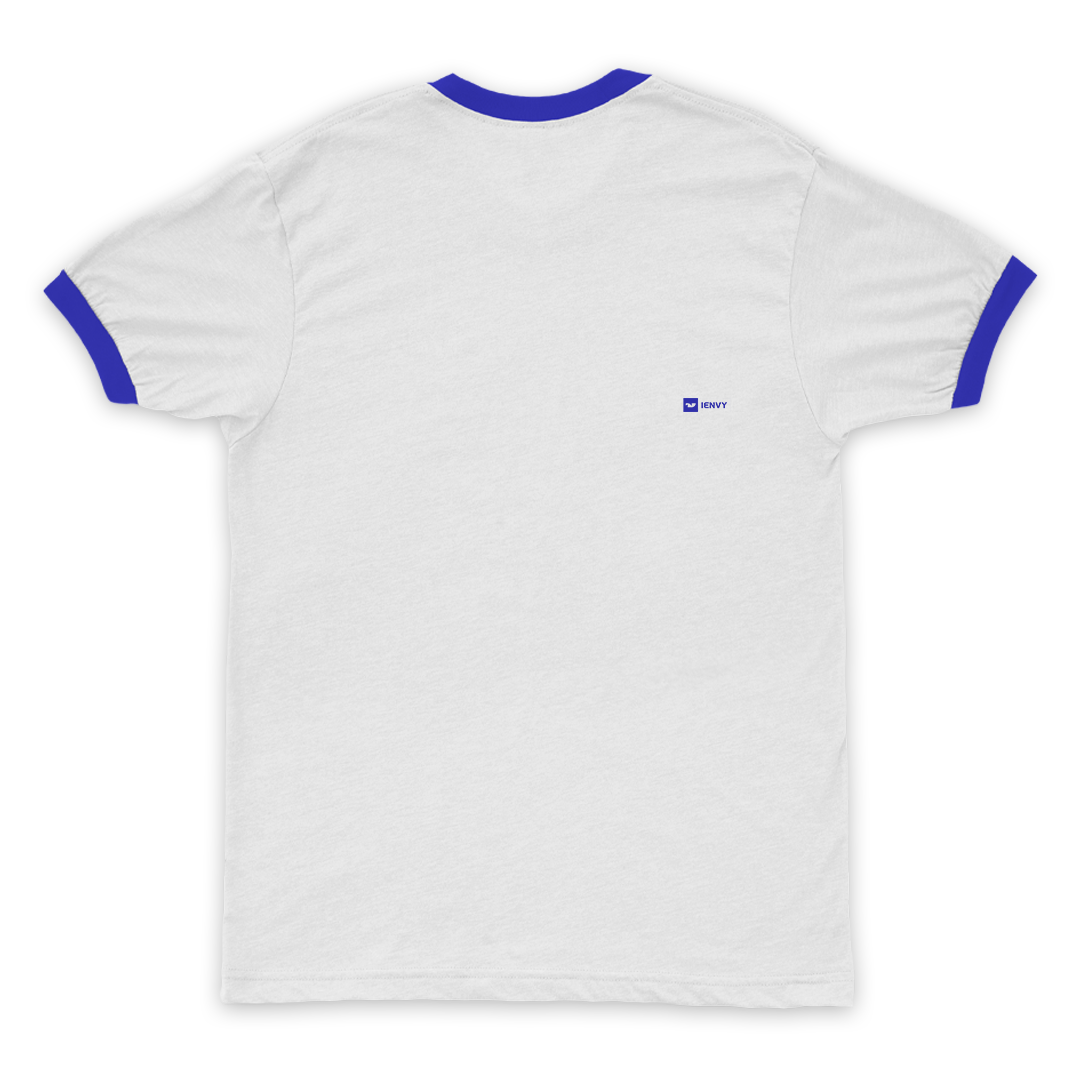 Ring Tees - White ring Royal Blue